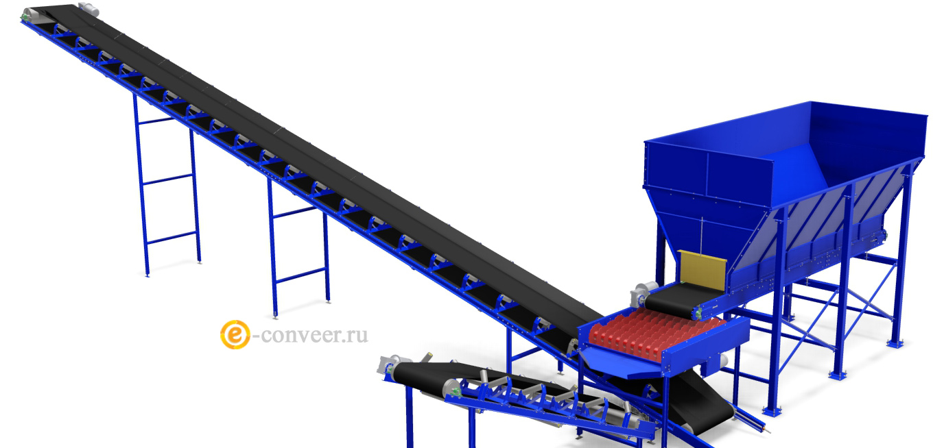 Бункер питатель с ленточным конвейером.